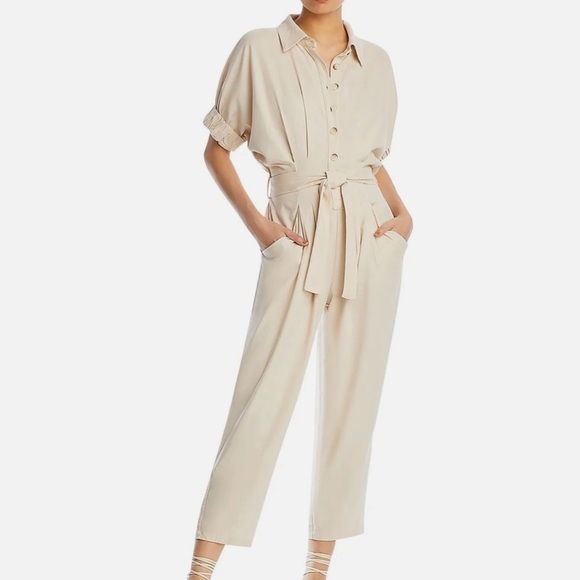 BlankNyc Linen Blend Pant Jumpsuit in Sand Bath Khaki. Large. New in package! - Picture 1 of 6